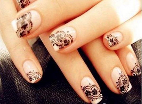 Fashionable Lace Nail Art. Lace patterns are inherently romantic and have a rich history.