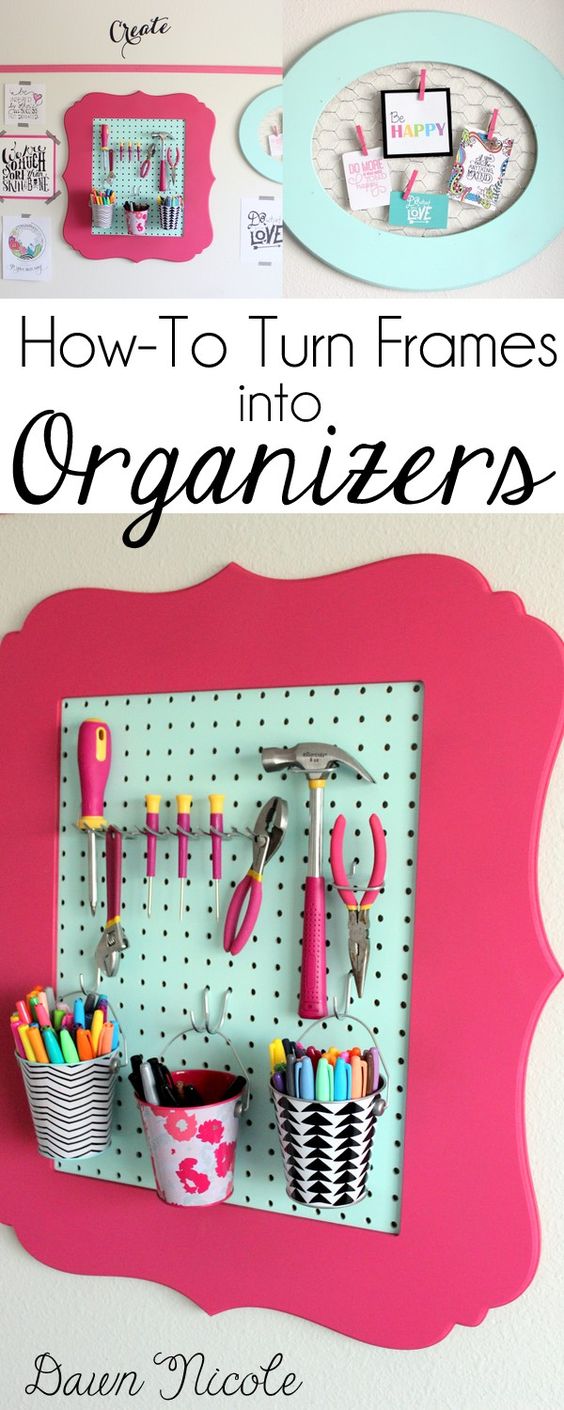 Turn Frames into Craft Room Organizers. 