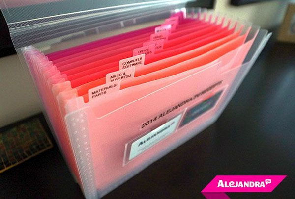 Receipts Organizer. Creatively organized home office boosts your mood and make you more productive.