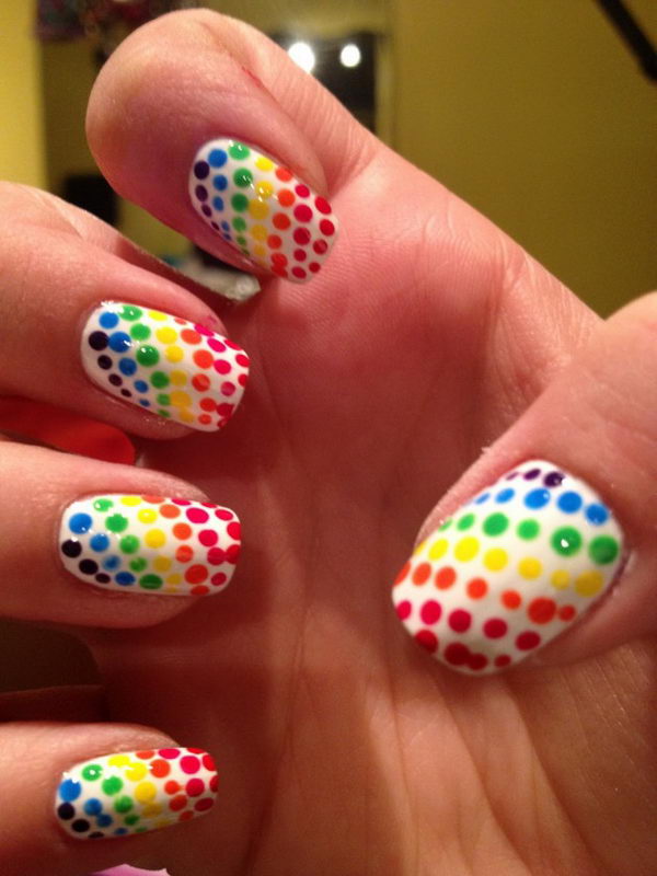 Cute Polka Dot Nail Art. Polka dot is a pattern consisting of an array of filled circles.