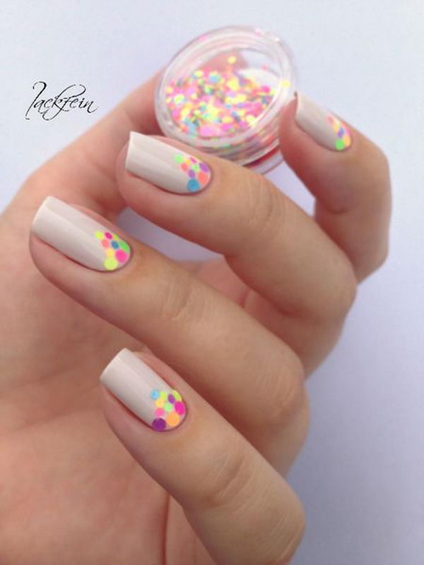 Cute Polka Dot Nail Art. Polka dot is a pattern consisting of an array of filled circles.