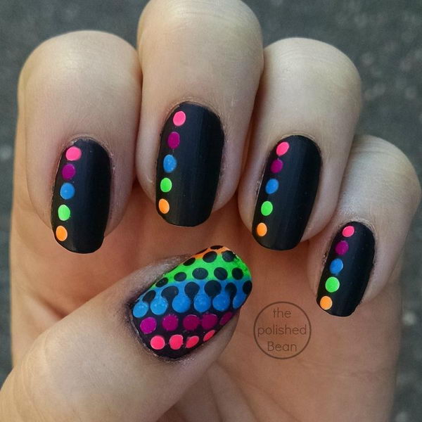 Cute Polka Dot Nail Art. Polka dot is a pattern consisting of an array of filled circles.