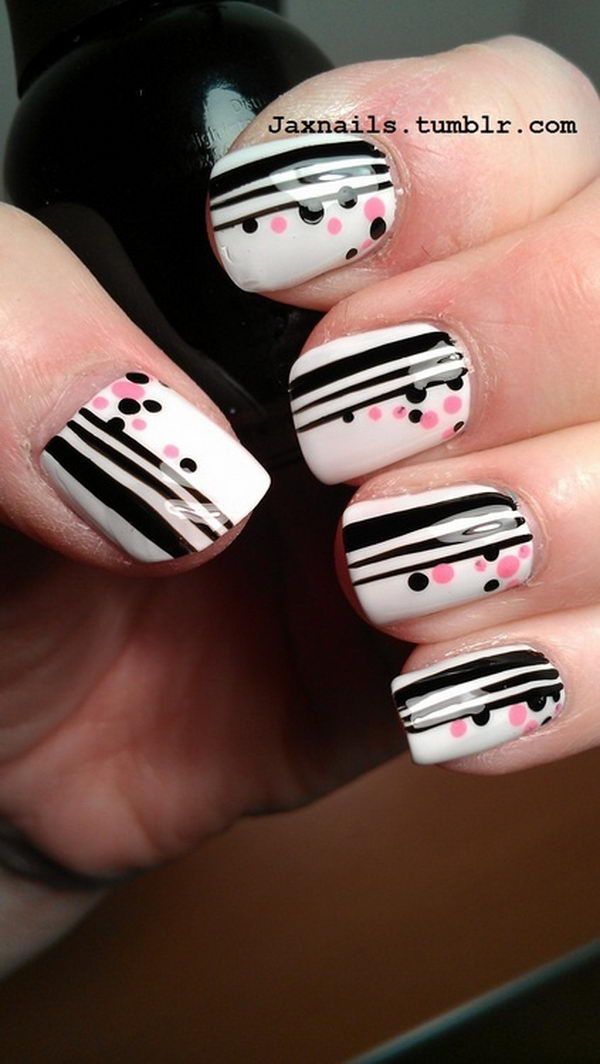 Cute Polka Dot Nail Art. Polka dot is a pattern consisting of an array of filled circles.