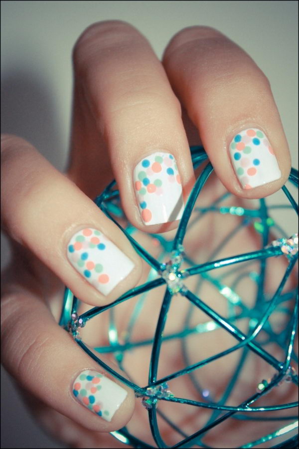 Cute Polka Dot Nail Art. Polka dot is a pattern consisting of an array of filled circles.