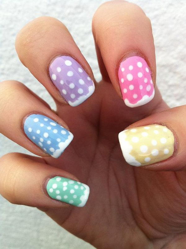 Cute Polka Dot Nail Art. Polka dot is a pattern consisting of an array of filled circles.