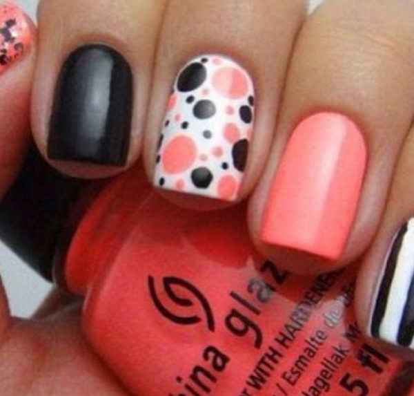 Cute Polka Dot Nail Art. Polka dot is a pattern consisting of an array of filled circles.