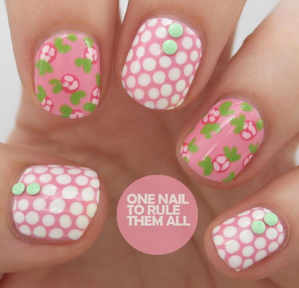 Cute Polka Dot Nail Art. Polka dot is a pattern consisting of an array of filled circles.