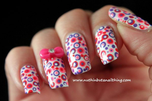 Cute Polka Dot Nail Art. Polka dot is a pattern consisting of an array of filled circles.