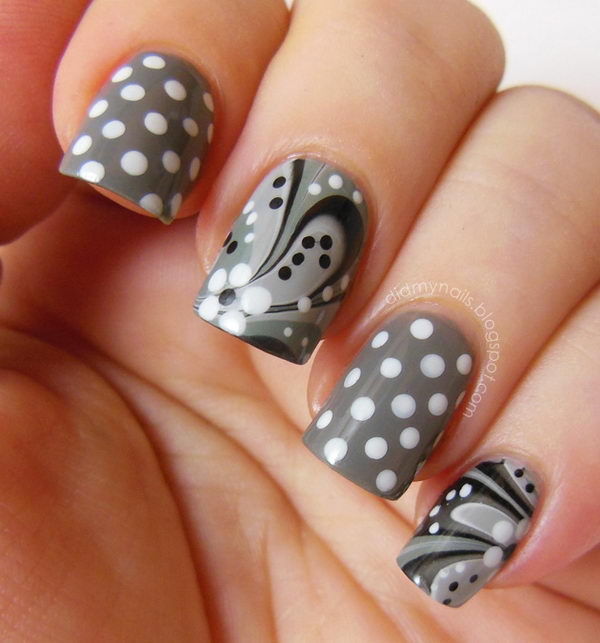 Cute Polka Dot Nail Art. Polka dot is a pattern consisting of an array of filled circles.