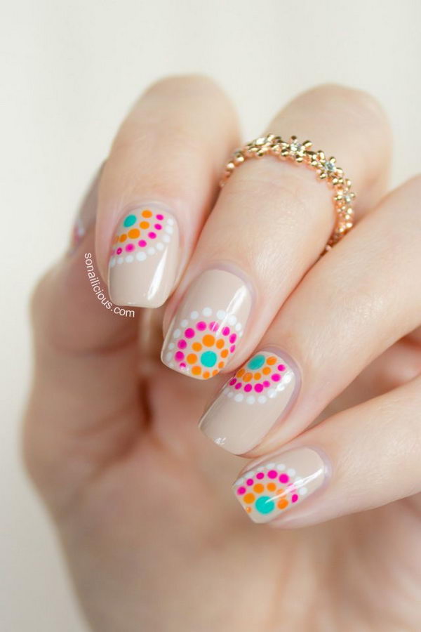 Cute Polka Dot Nail Art. Polka dot is a pattern consisting of an array of filled circles.