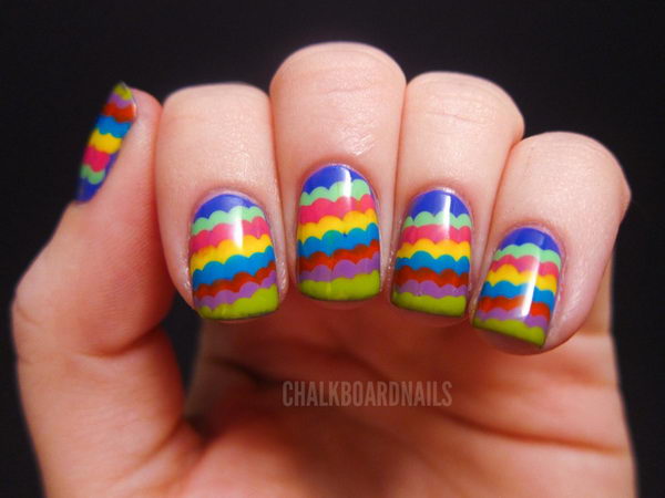 Cool Rainbow Nail Art. A beautiful and fun way to brighten up your everyday look or accessorize a special occasion outfit.