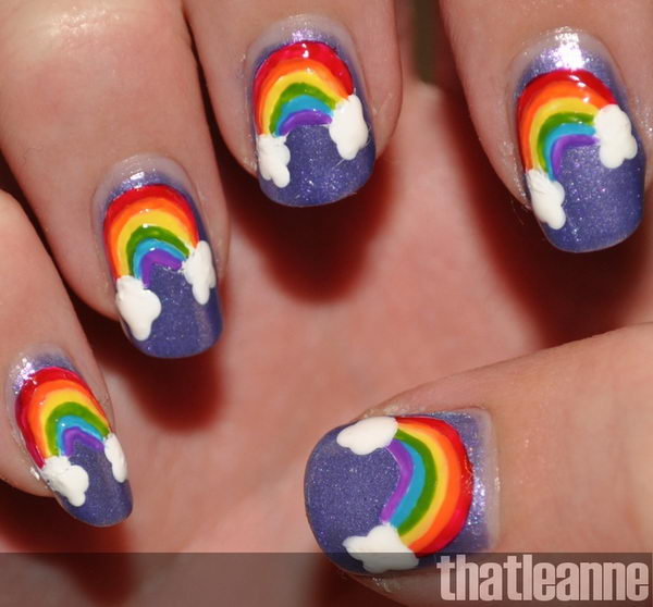 Cool Rainbow Nail Art. A beautiful and fun way to brighten up your everyday look or accessorize a special occasion outfit.