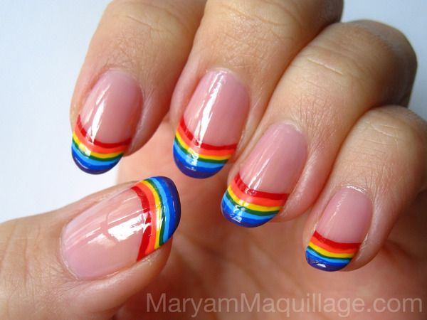 Cool Rainbow Nail Art. A beautiful and fun way to brighten up your everyday look or accessorize a special occasion outfit.