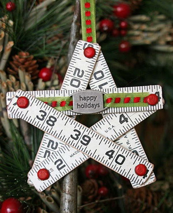 Ruler christmas star ornament. Rulers are not only used to measure things but also can be used to create some creative things. Perfect for back-to-school or teacher gifts.
