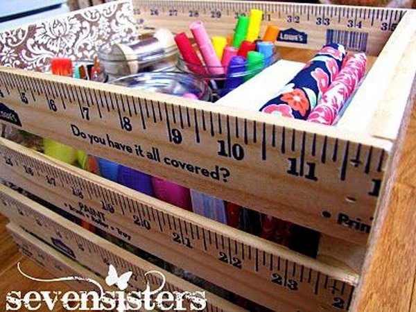 Ruler box as a teacher gift. Rulers are not only used to measure things but also can be used to create some creative things. Perfect for back-to-school or teacher gifts.
