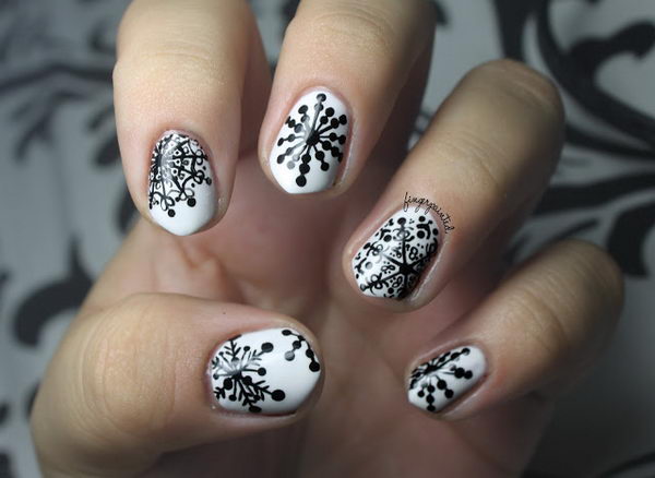 Cool Snowflake Nail Art. As symbols of the winter season, snowflake nail art are wonderful and can instantly make a regular manicure look like a work of art.