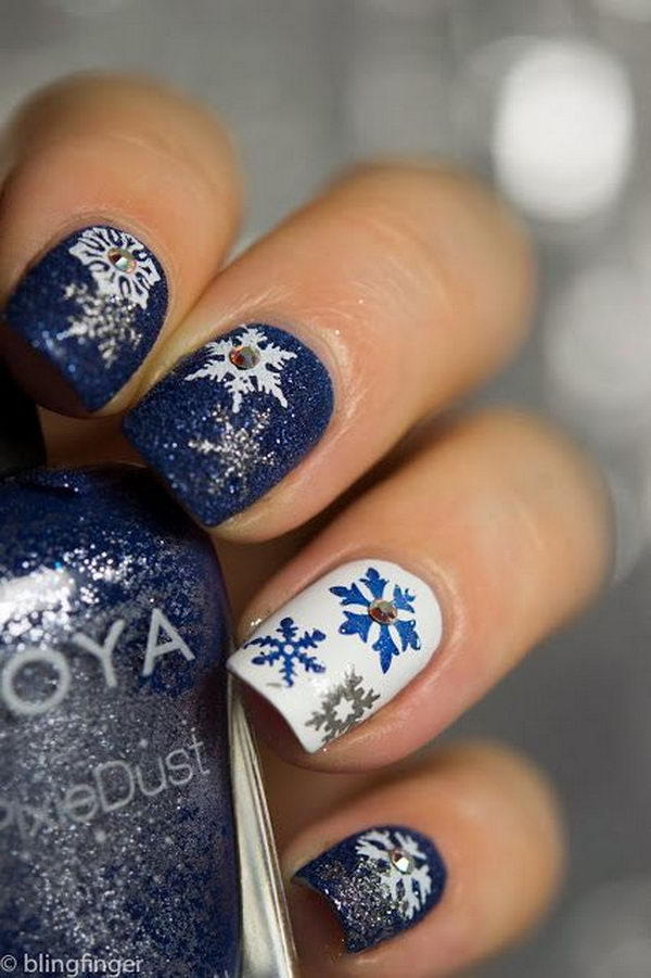 Cool Snowflake Nail Art. As symbols of the winter season, snowflake nail art are wonderful and can instantly make a regular manicure look like a work of art.