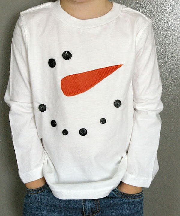 Snowman tshirt. It's a fun way to spice up a plain white tee for the winter season!