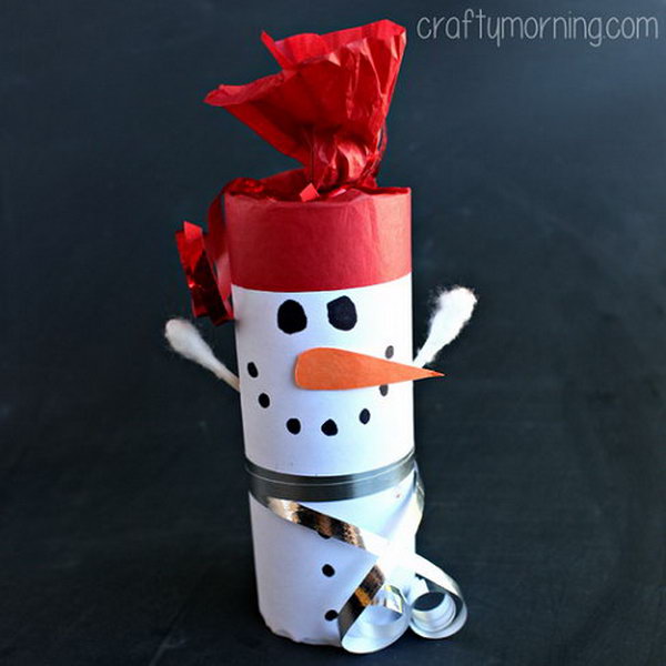 Toilet Paper Roll Snowman. Add charm to any Christmas tree or gift box, and make charming and thoughtful holiday presents for friends and family members.