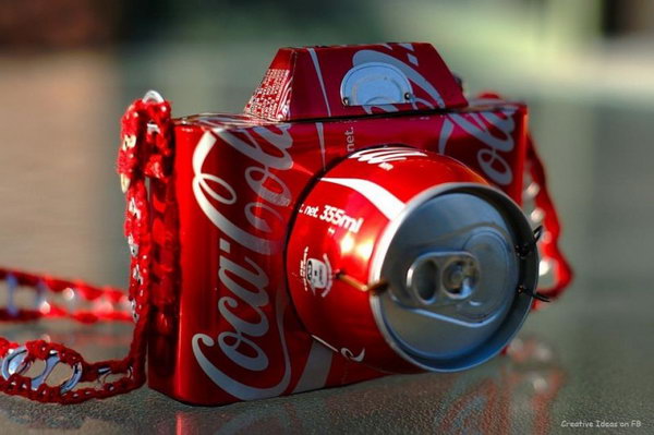 Camera from recycled coca cola can. After drinking soda from aluminum cans, you can recycle your soda cans to create interesting projects instead of tossing the empty cans into the garbage or recycling bin.