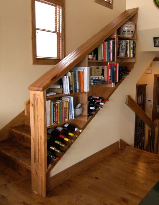 stairs side storage. The space under a staircase can be used to keep everyday clutter out of the way.