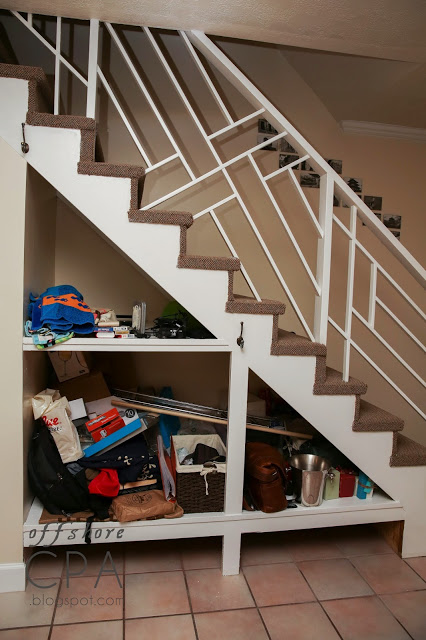 staircase storage panels. The space under a staircase can be used to keep everyday clutter out of the way.