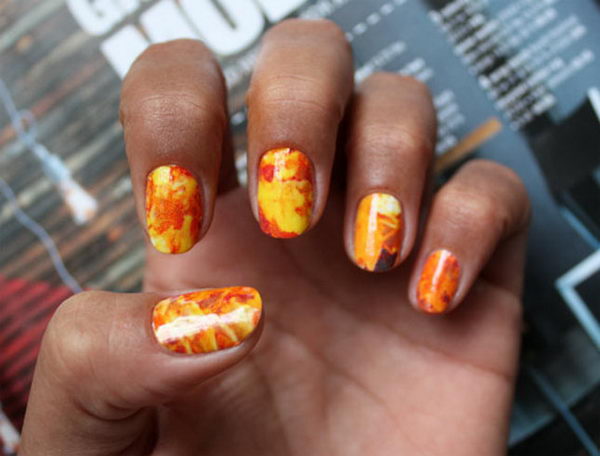 Cool Thanksgiving and Fall Nail Designs. An interesting way to dress up your look for fall.