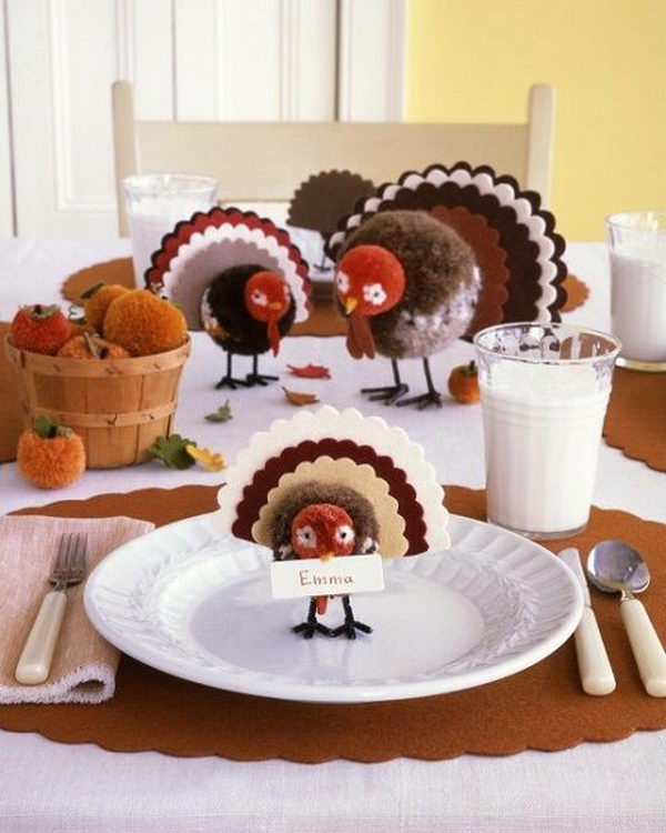 Fun and Creative Thanksgiving Place Cards. Decorate your tables and offer a small, but effective, way to add an air of festivity.