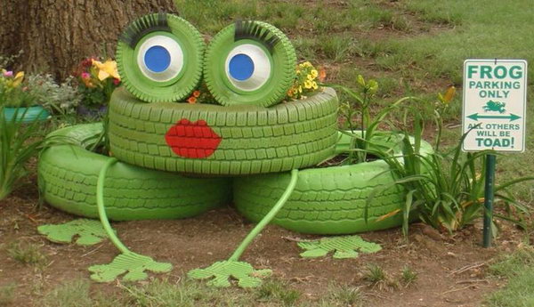 Frog Tire Planter.
