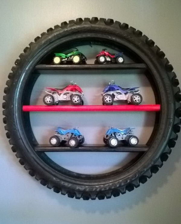 Tire display shelf.