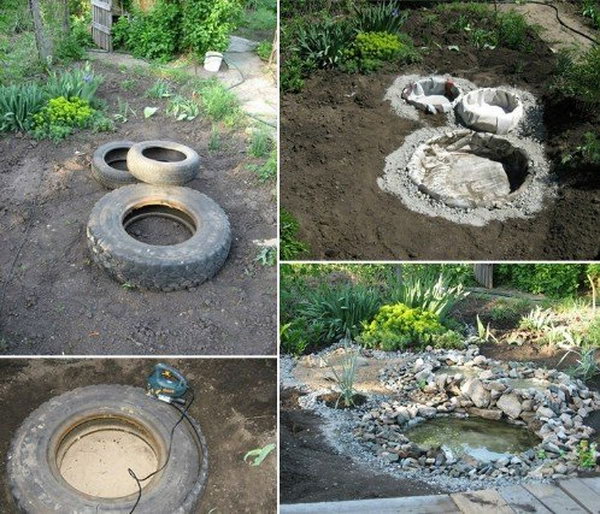 Recycled tires pond.
