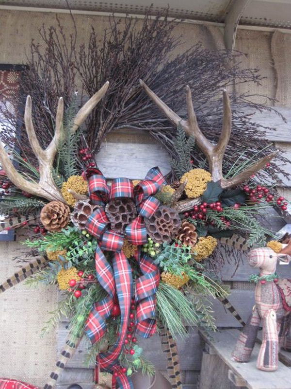 Holiday Wreath with Antlers.