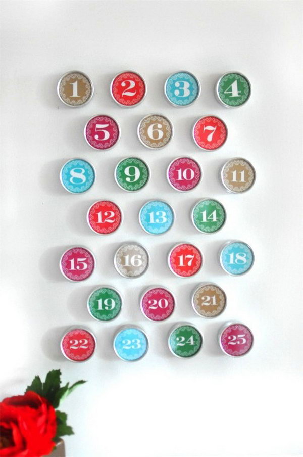 Magnetic container advent. This advent calendar is a fun, popular way for kids and adults to count down the days until Christmas. Kids would love the surprises hidden behind each day.