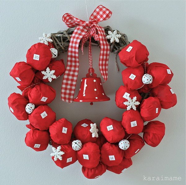 Wreath advent calendar. This advent calendar is a fun, popular way for kids and adults to count down the days until Christmas. Kids would love the surprises hidden behind each day.