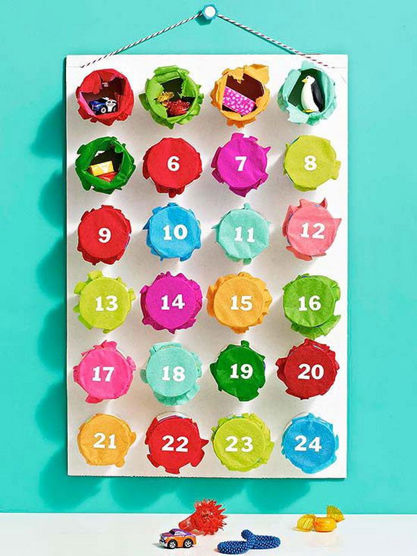 Punchy advent calendar for a christmas countdown. This advent calendar is a fun, popular way for kids and adults to count down the days until Christmas. Kids would love the surprises hidden behind each day.