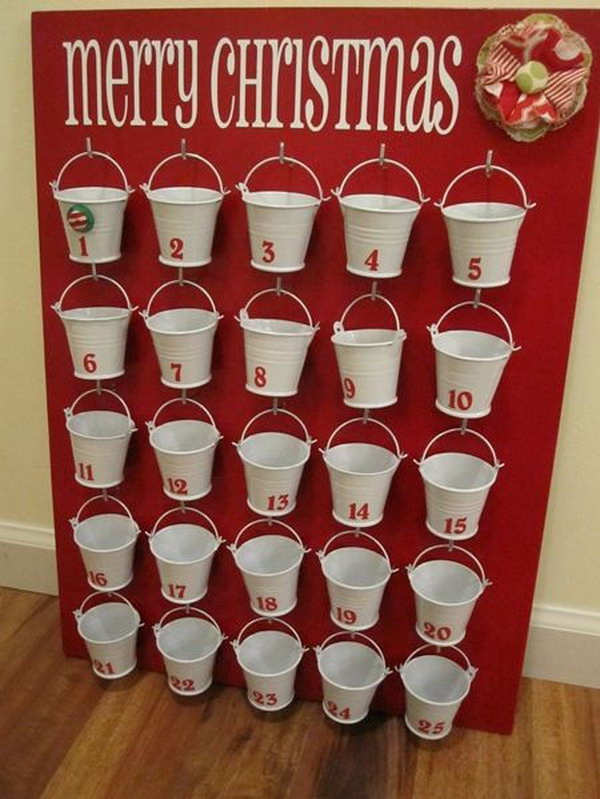 Buckets advent calendar for kids. This advent calendar is a fun, popular way for kids and adults to count down the days until Christmas. Kids would love the surprises hidden behind each day.