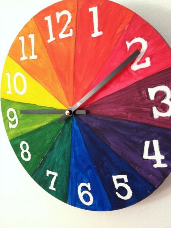Here's a color wheel for kids project that gives you an awesome finished functional product- a clock. 