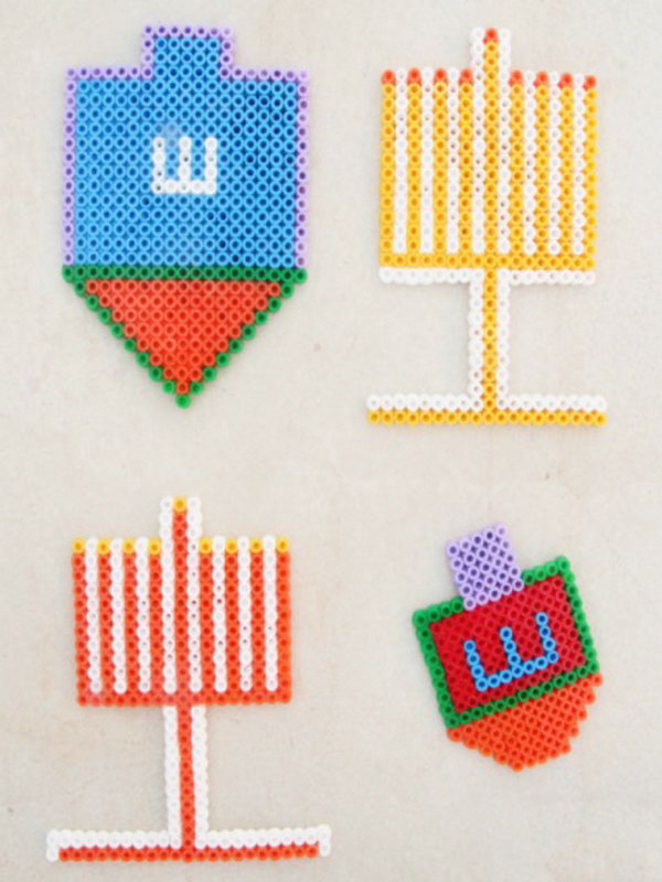Bead Ornaments For Hanukkah Made From Hama Beads or Perler Beads. 
