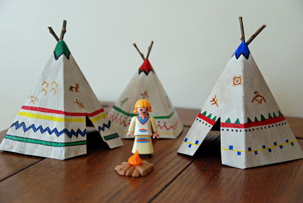 How to Make Mini Teepees- a great hands-on lesson for studying Indians or Thanksgiving. 