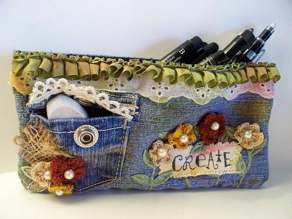 Upcycled Denim Pencil Case. There's nothing like a cool pencil case full of cool pencils, erasers and accessories to excite your kids' imagination and ignite their creative and linguistic passions. Show how much you care about them.