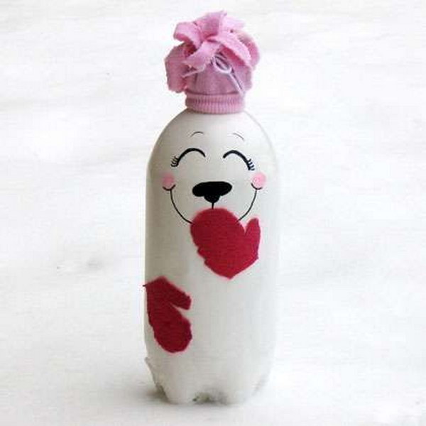 The DIY soda bottle polar bear project is a great way to re-purpose old materials that no longer have any use. 