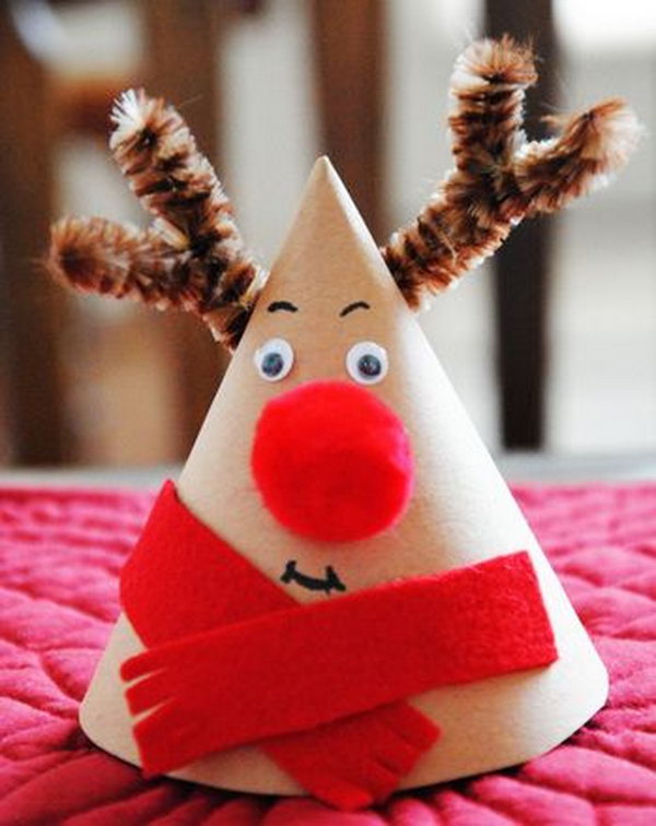 This Christmas rudolph reindeer cone makes a great nightstand companion and adds a cute decoration to your dinner table.