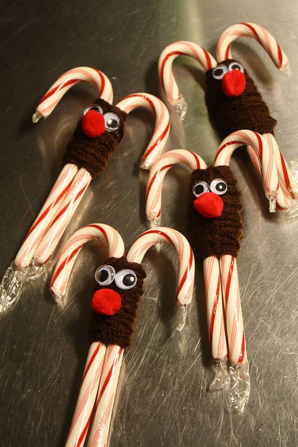 Candy cane reindeer for Christmas.