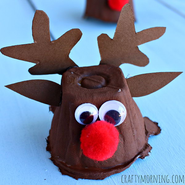 Make some egg carton reindeers for a christmas craft. This is the perfect art project for kids to use recycled items.
