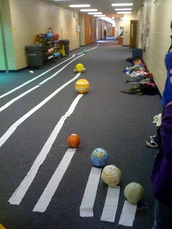 A fun activity for creating a scaled model of the Solar System using toilet paper. 