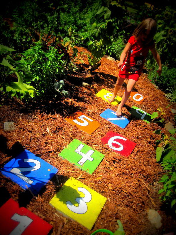Hopscotch Stepping Stones. Not only functional but also can be used to decorate your garden. Make the walk in your garden more exciting and fun.