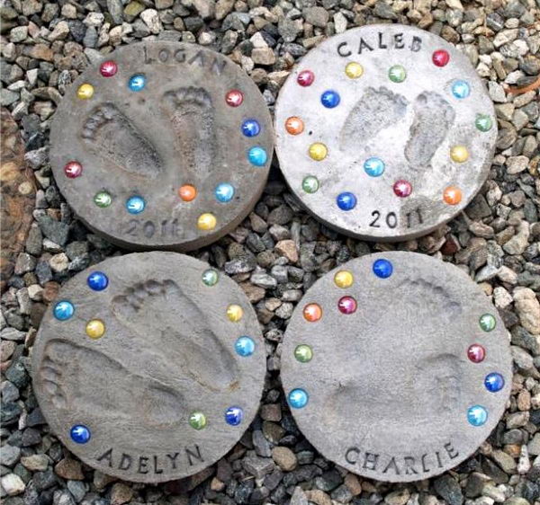 Kid Footprint Stepping Stones. Not only functional but also can be used to decorate your garden. Make the walk in your garden more exciting and fun.