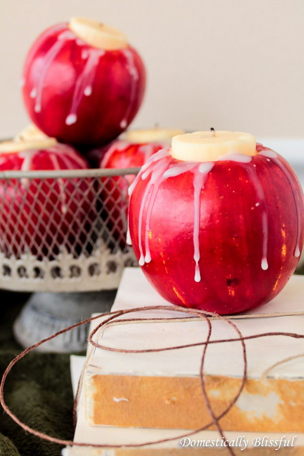 These apple candles adds another use for those apples. You can decorate your dinner table for a harvest party or wedding decoration. 
