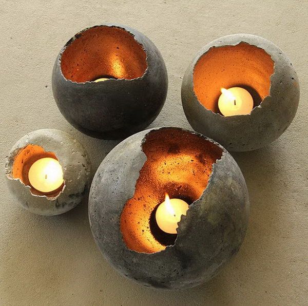 Candles Made From Hand Blown Concrete Bowls, 