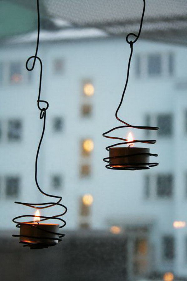 This DIY suspended tea light holder is made from wire and simple tea lights. All that's required is some tweaking and turning with a pair of pliers. 